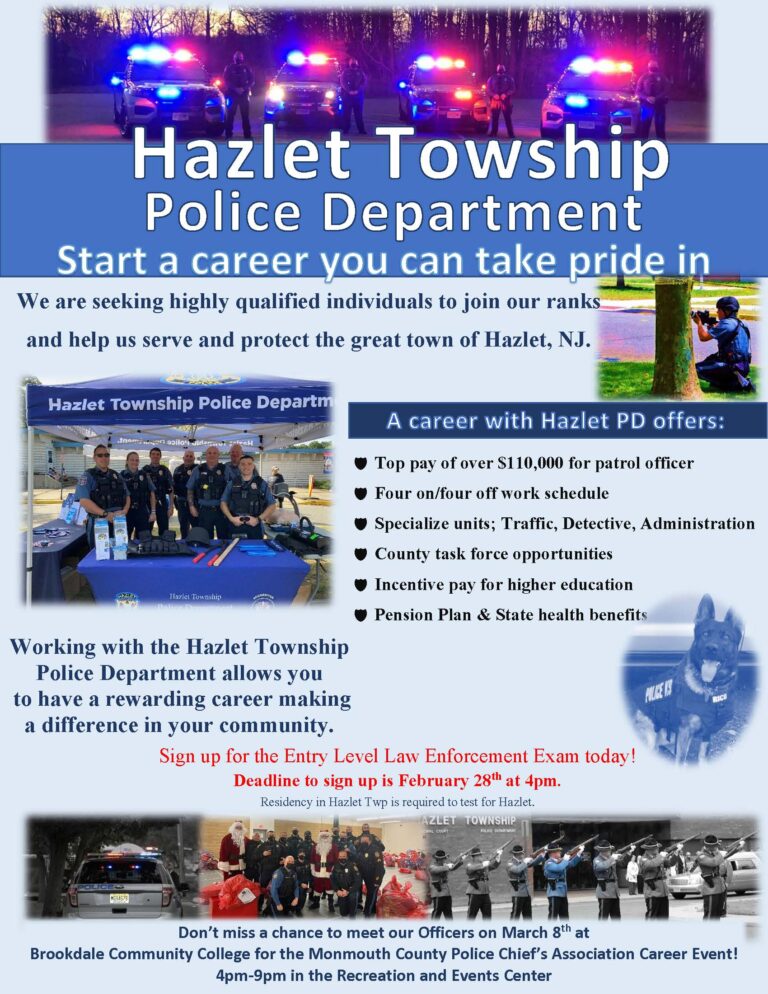 NJ Civil Service Entry Level Law Enforcement Exam Hazlet Township